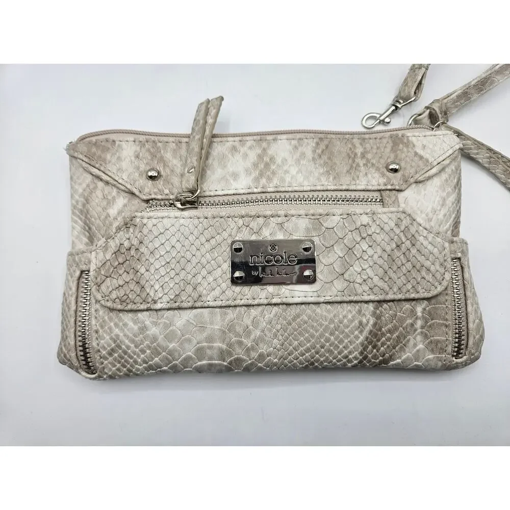 nicole by Nicole Miller Women's Crossbody Bag NWT Beige‎ Snake Print